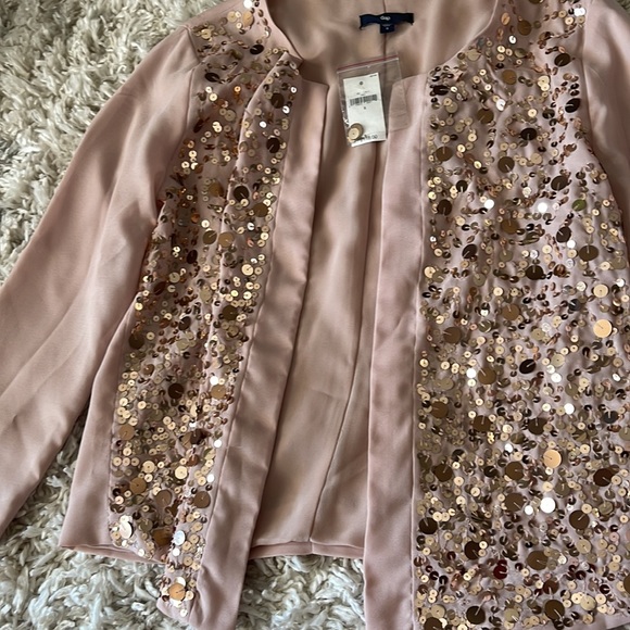 Gap rose gold cardigan with sequins and sparkles NWT - Picture 3 of 6